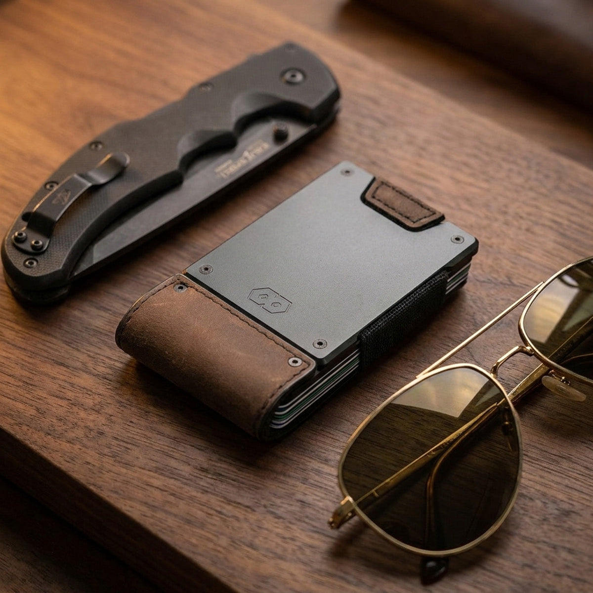 PROOF Wallet | The Founder | Top Grain Bomber Leather & Dark Gunmetal