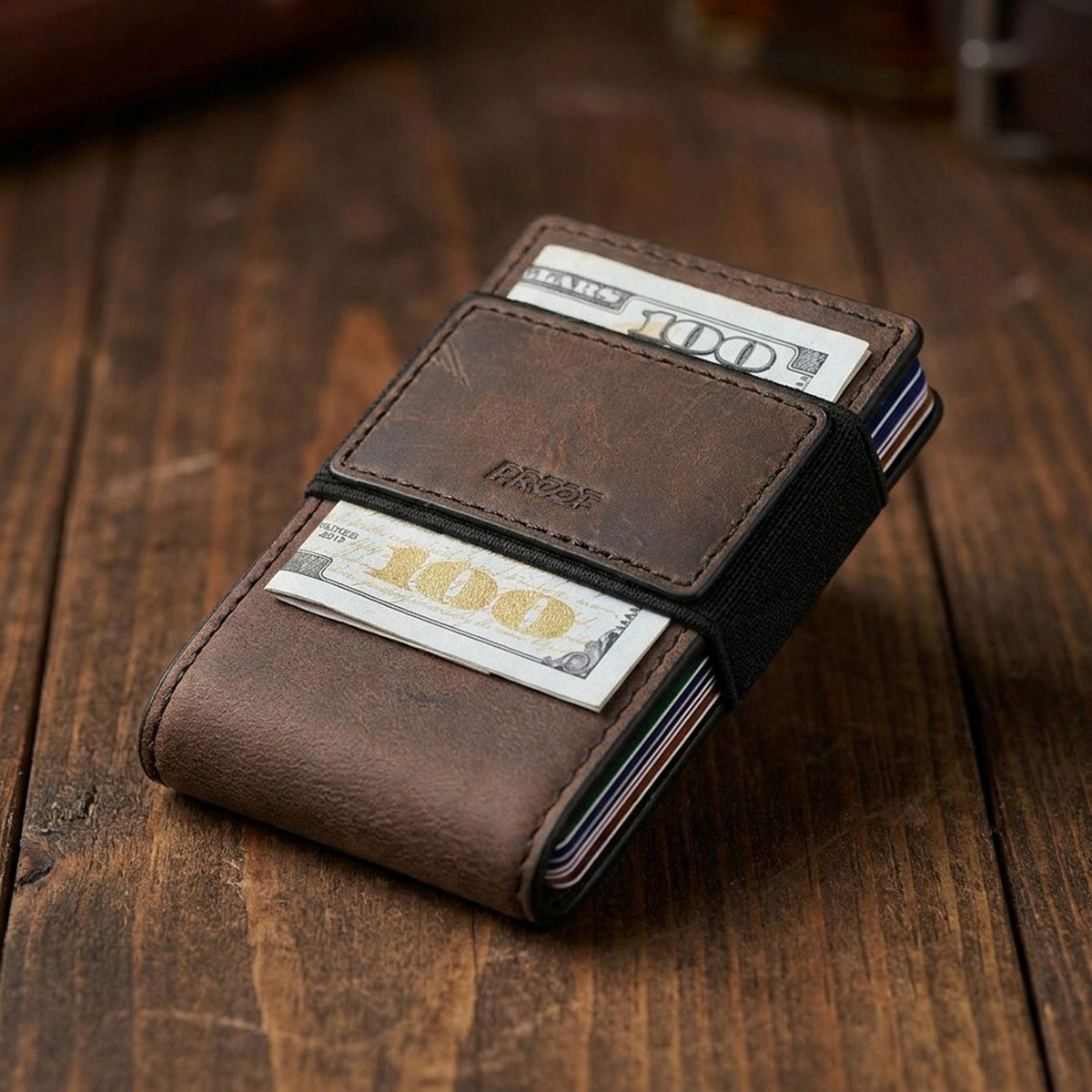 PROOF Wallet | The Founder | Top Grain Bomber Leather & Dark Gunmetal