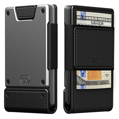 PROOF Wallet | The Apex | Matte Black Full Grain Leather & Satin Gunmetal