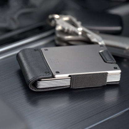 PROOF Wallet | The Apex | Matte Black Full Grain Leather & Satin Gunmetal