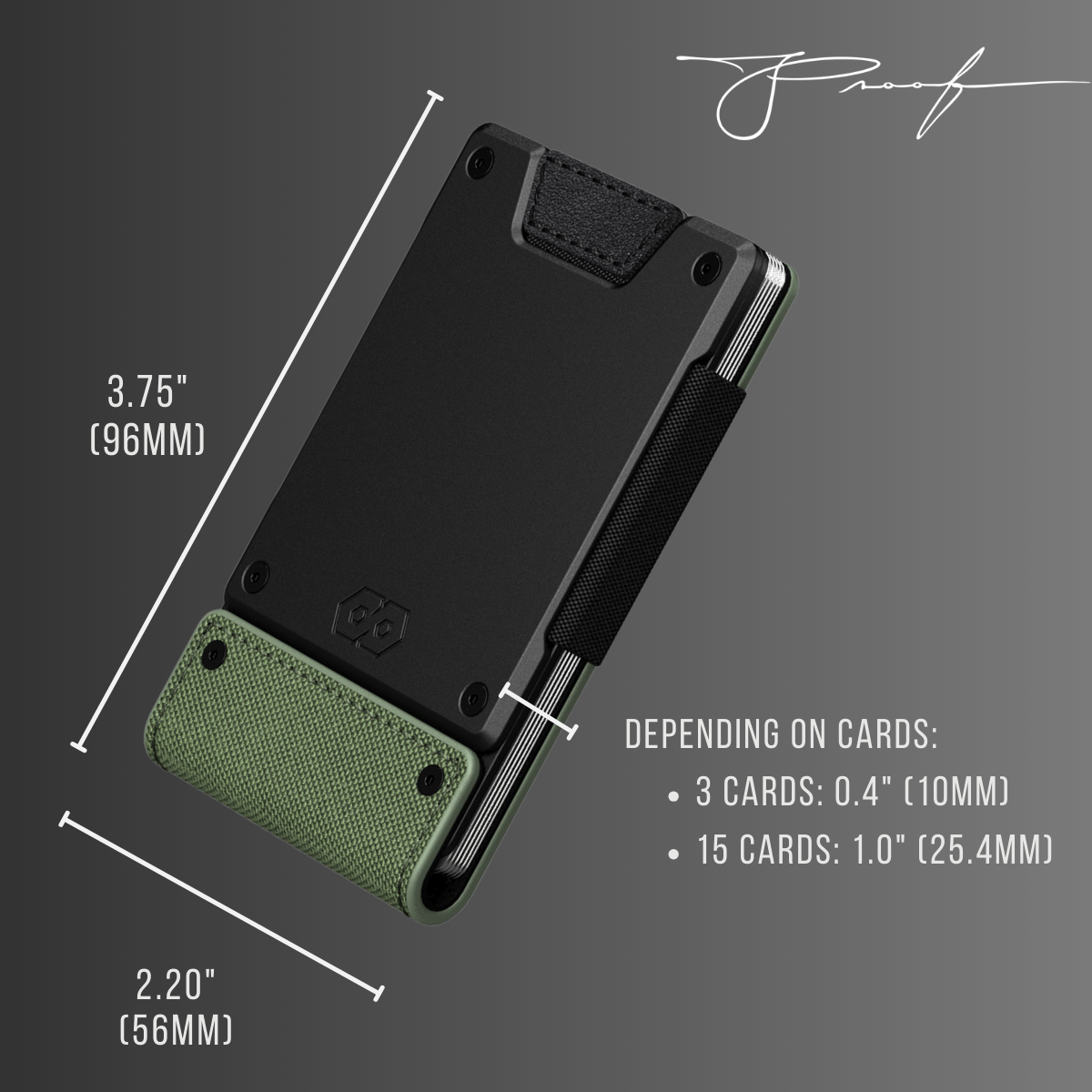 PROOF Wallet | The Sentinel | Olive Drab Ballistic Nylon & Black Full Grain Leather with Dark Gunmetal