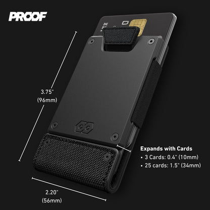 PROOF Wallet | The Monolith | Black Ballistic Nylon & Black Full Grain Leather with Dark Gunmetal