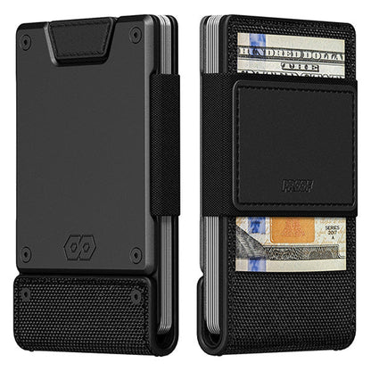 PROOF Wallet | The Monolith | Black Ballistic Nylon & Black Full Grain Leather with Dark Gunmetal