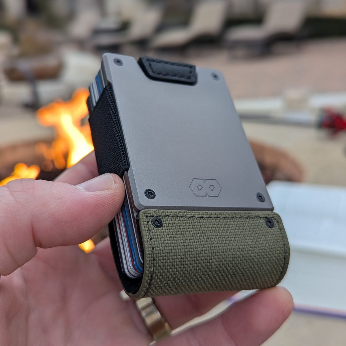 PROOF Wallet | The Operator | Olive Drab Ballistic Nylon & Black Full Grain Leather with Satin Gunmetal