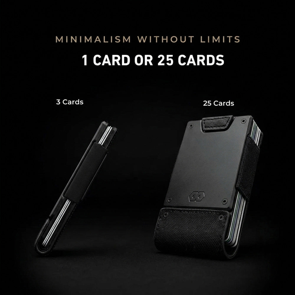 PROOF Wallet | The Monolith | Black Ballistic Nylon & Black Full Grain Leather with Dark Gunmetal