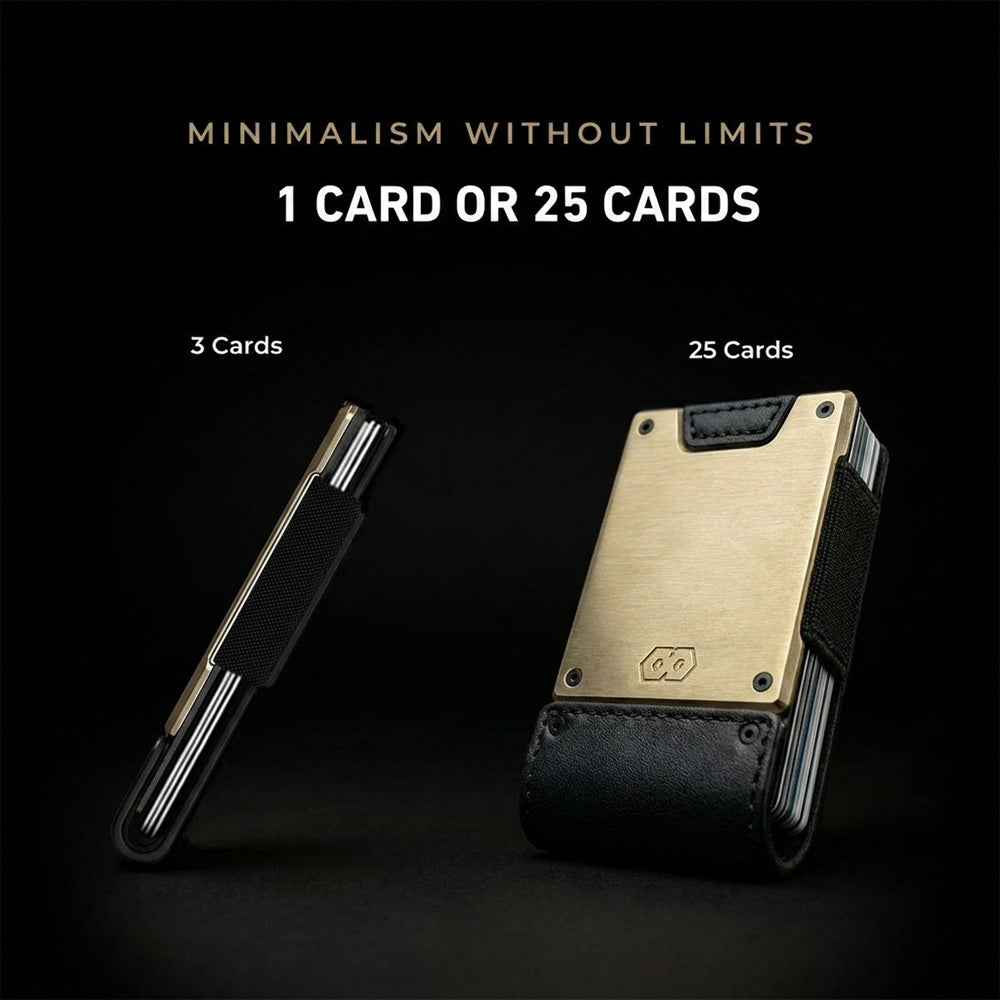 PROOF Wallet | The Obsidian | Black Full Grain Leather & Brushed Brass